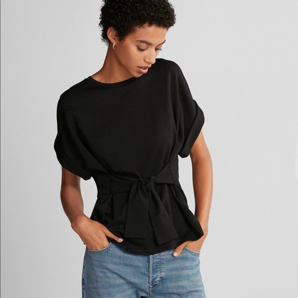 Express Tie Waist Rolled Sleeve Tee
